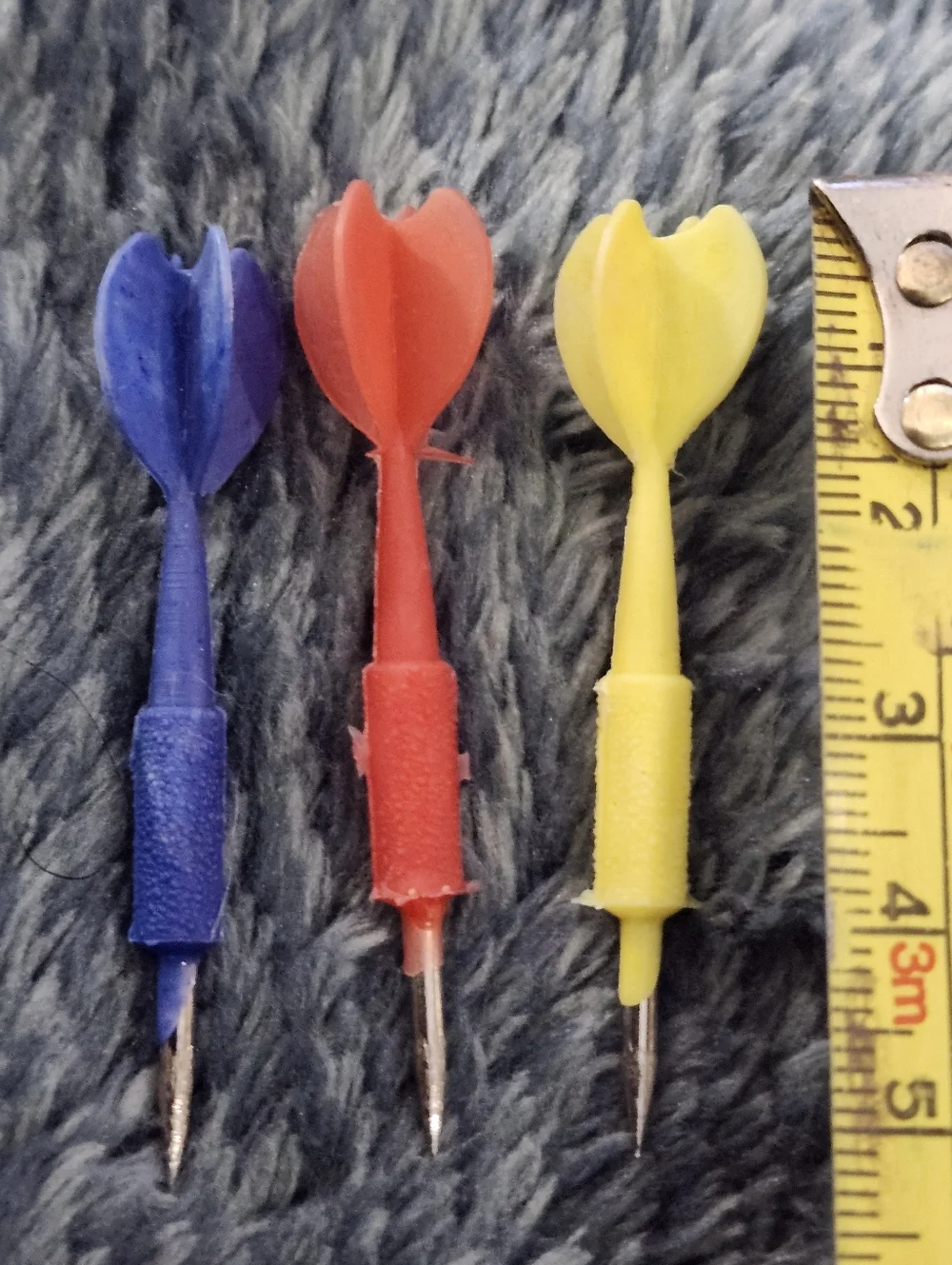 Vintage 3-Pack Mini Dart Set Keychain in Blue, Red, Yellow